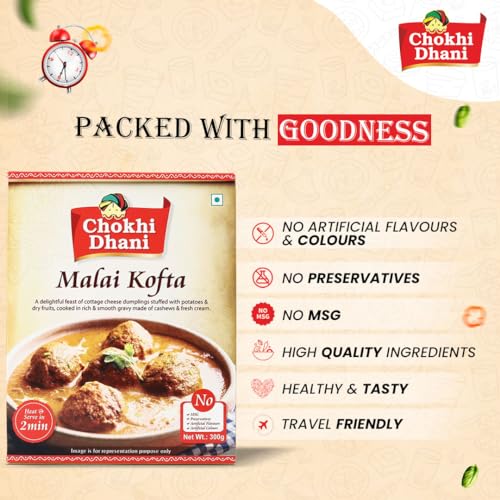 Image of Chokhi Dhani Ready to Eat Combo Pack of 3 | Paneer Makhani, Dal Makhani & Malai Kofta (300g Each) | North Indian Veg Curries | Just Heat & Eat Meals