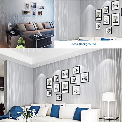 Warmiehomy 10m x 0.53m Textured Non-Woven 3D Wallpaper Walll Decoration for Living Room Bedroom Silver Grey - Image 3