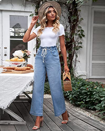 GRAPENT Wide Leg Jeans for Women Stretch High Wasited Elastic Waist Bell Bottom Baggy Y2K Pants3