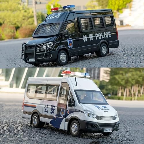 Image of 1:24 Diecast Metal Police Toy Car for Kids Police Car Model Car for Boy Light Sound Pull Back Openable Door