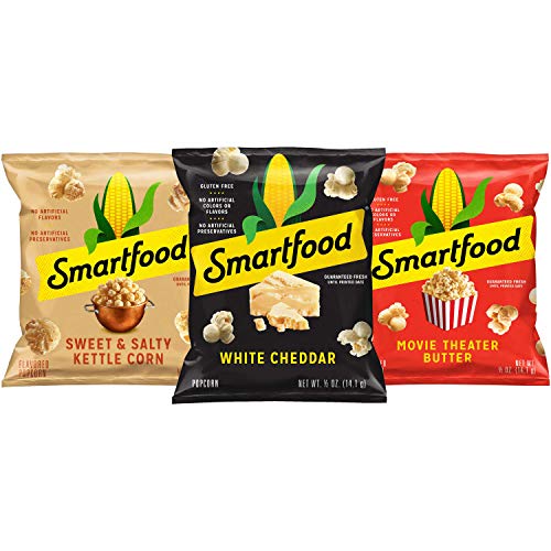 Smartfood Popcorn, 3 Flavor Variety Pack, 0.5oz Single Serve Bags (18 Pack)
