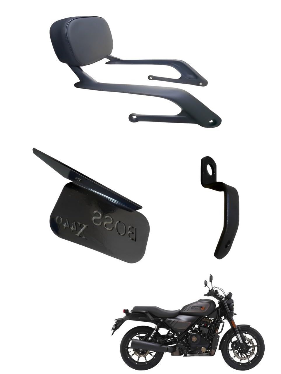 Shubh Auto Accessories Harley Style Bar Back Rest and Footrest Only Right Sides Ladies Foot Step Rest Plates(Combo of 2 item's) Suitable for Harley Davinson x440