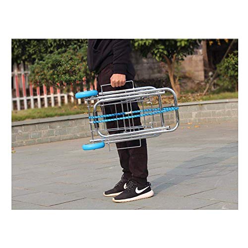 Image of AR Mall Foldable 4 Wheel Luggage Trolley - Stainless Steel Travel Handheld Carry Cart