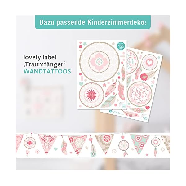 lovely label Bordüre selbstklebend TRAUMFÄNGER ROSA BEIGE - Wandbordüre Kinderzimmer Babyzimmer mit Wimpel - Wandtattoo… – Bild 7
