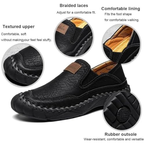 The First Young Shoes Men, Men's Handmade Leather Orthopedic Outdoor Loafers, Comfortable Casual Leather Slip On Moccasins3