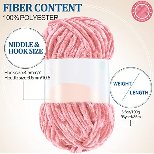 Image of Xinnun 12 Skeins 1116 Yards Chenille Velvet Soft Thick Plush Yarn Bulk for Crocheting Knitting Blanket DIY Weaving Craft, 6mm, 3.5 Oz /Skein(Multi Colors)