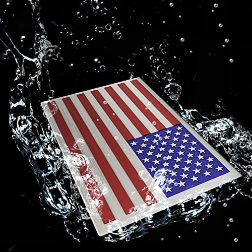 Image of Embossed 3D Metal American Flag Car Stickers and Decals (1 Pair), 5 inch x 3 inch US Flag Patriotic Emblem for Cars, Truck, Motorcycle, 4th of July Support US Military
