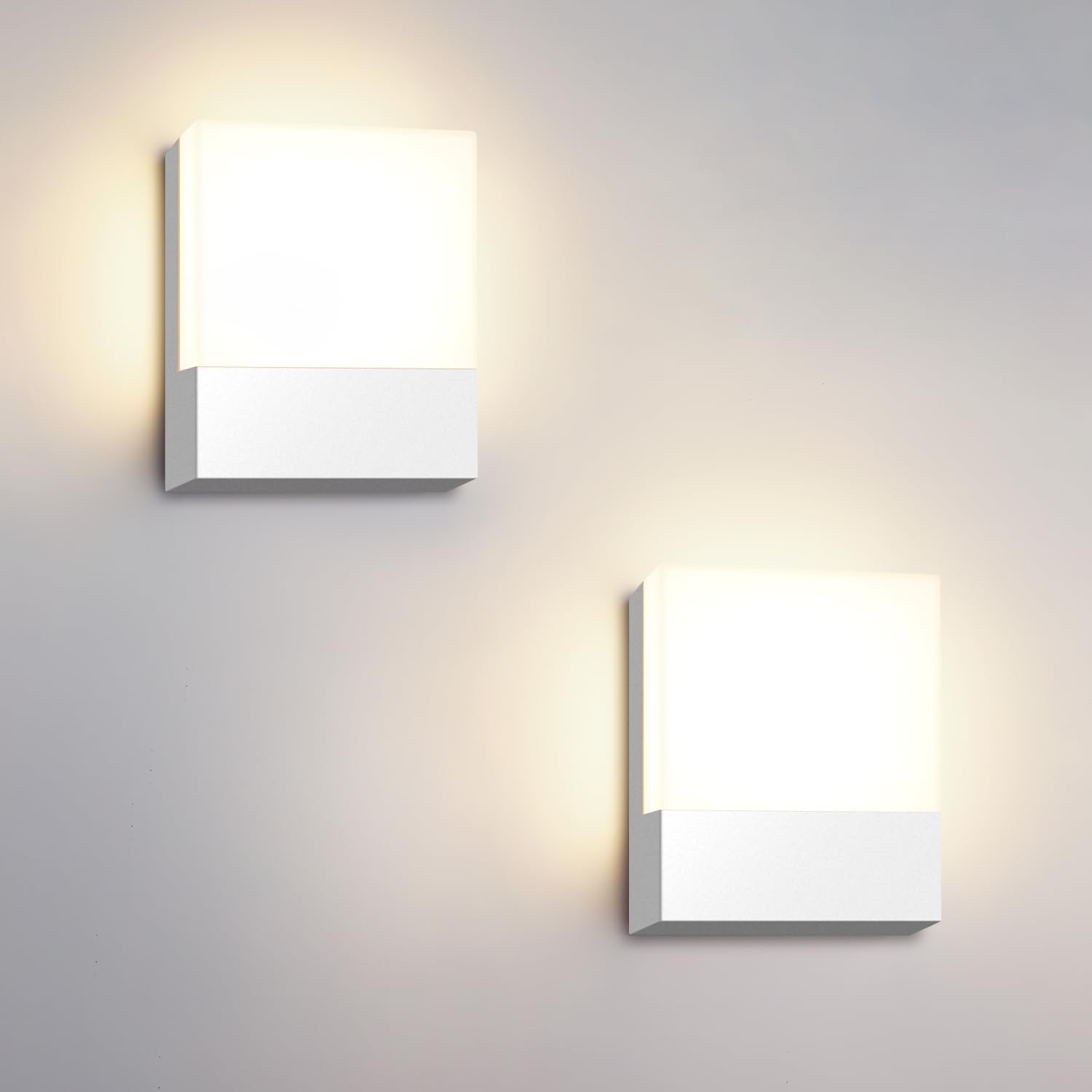 Kingwen 2 Pezzi Applique da Parete Interno Moderno 15W Aapplique da Esterno 3000K Bianco Caldo Applique da Parete IP65 Impermeabile