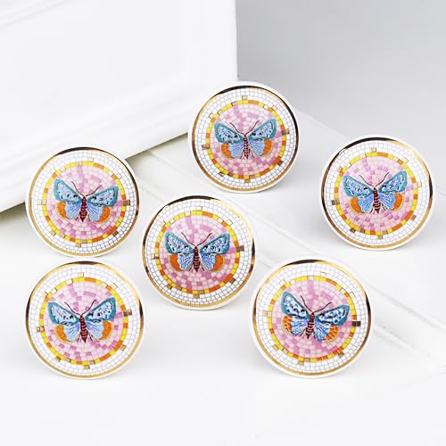 Indian Shelf 18 Pieces Premium Gold Knobs Butterfly Drawer Knobs Exclusive Dresser Pulls Cabinet Knobs Ceramic Kids Knobs Unique Cabinet Knobs