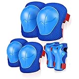Knieschoner Kinder, Kinder Schützer Set Skate Protektoren Set Ellenbogenschoner Knieschützer Inliner Skateboard Handgelenkschoner Schützer für Kids Kinder Jugendliche - Blau