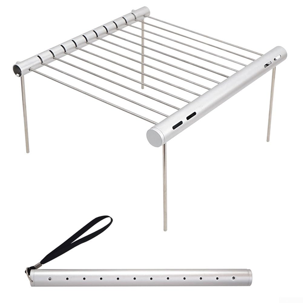 Griglia pieghevole per falò portatile in acciaio inossidabile 304 Griglia per barbecue con supporto staccabile Installazione rapida Rack di cottura del fuoco all'aperto campeggio cortile feste in