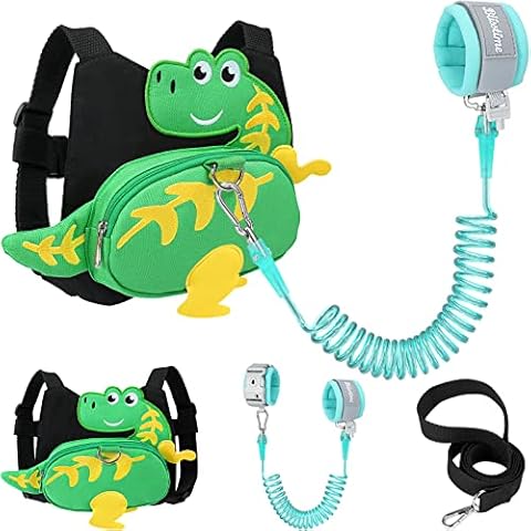 Blisstime 4 in 1 Toddler Harness with Leash & Toddler Wrist Leash, Kids Backpack Leash for Toddlers 1-3, Toddler Leash Toddler Safety Harness with Anti Lost Wrist Link Cover
