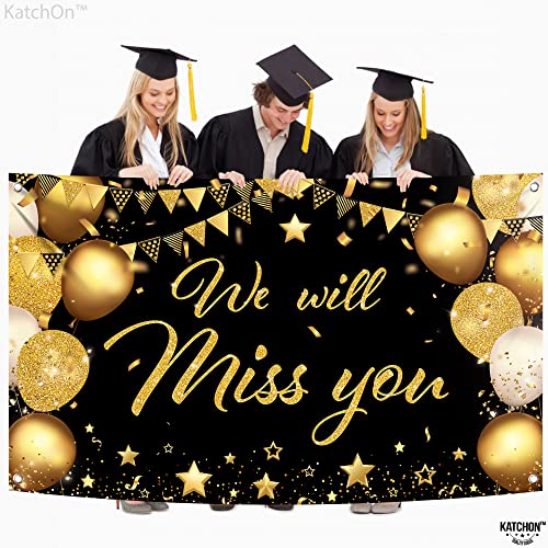 Image of KatchOn, Black and Gold We Will Miss You Banner - Xtralarge, 72x44 Inch | Graduation Backdrop for 2026 Graduation Party Decorations | Backdrop for We Will Miss You Decor | Graduation Decorations 2026