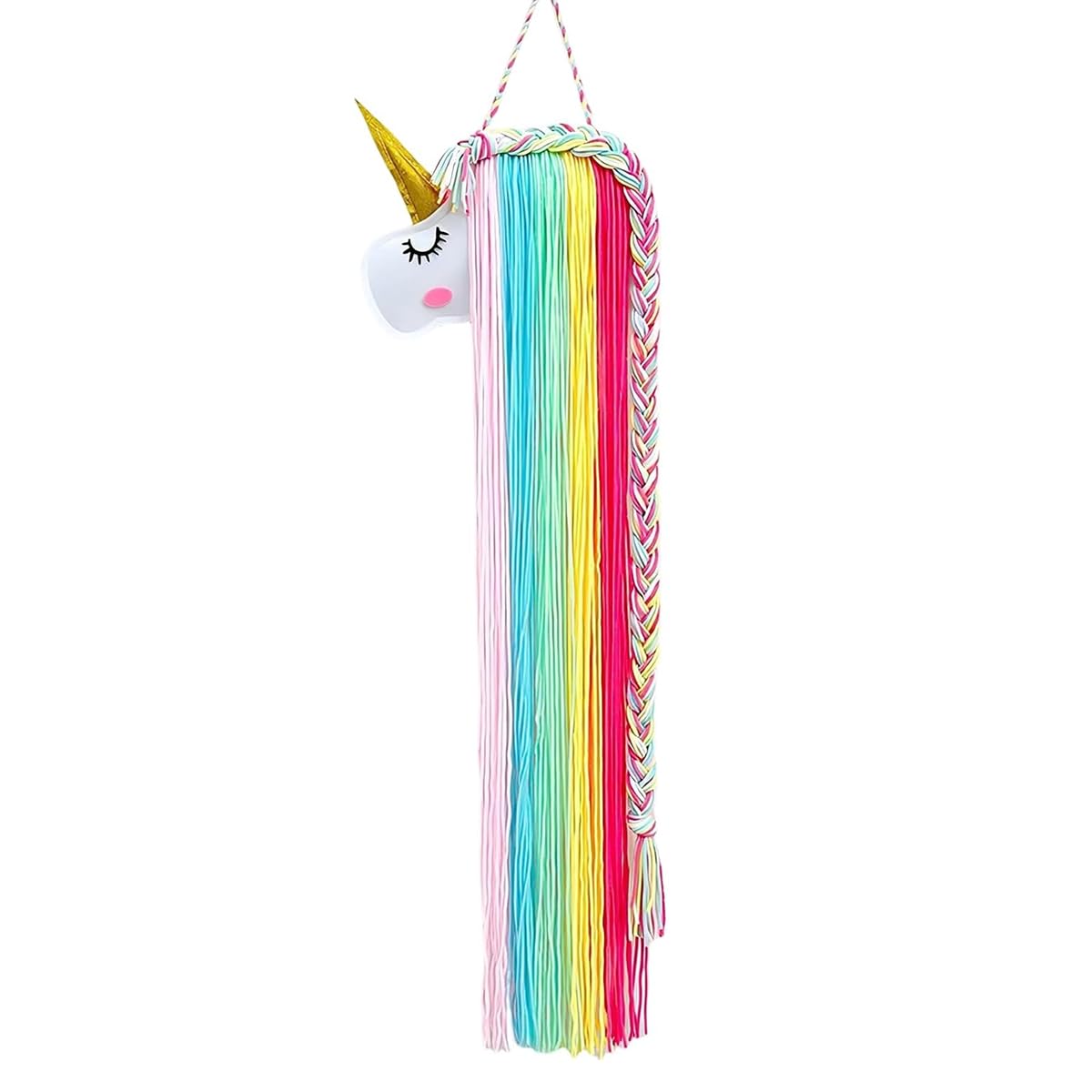 Laroal Unicorn Hair Clips Holder Rainbow Headband Holder Yarn Tassels Hair Bows Storage Unicorn Face Hair Band Organizer Girls Hair Accessories Decorations