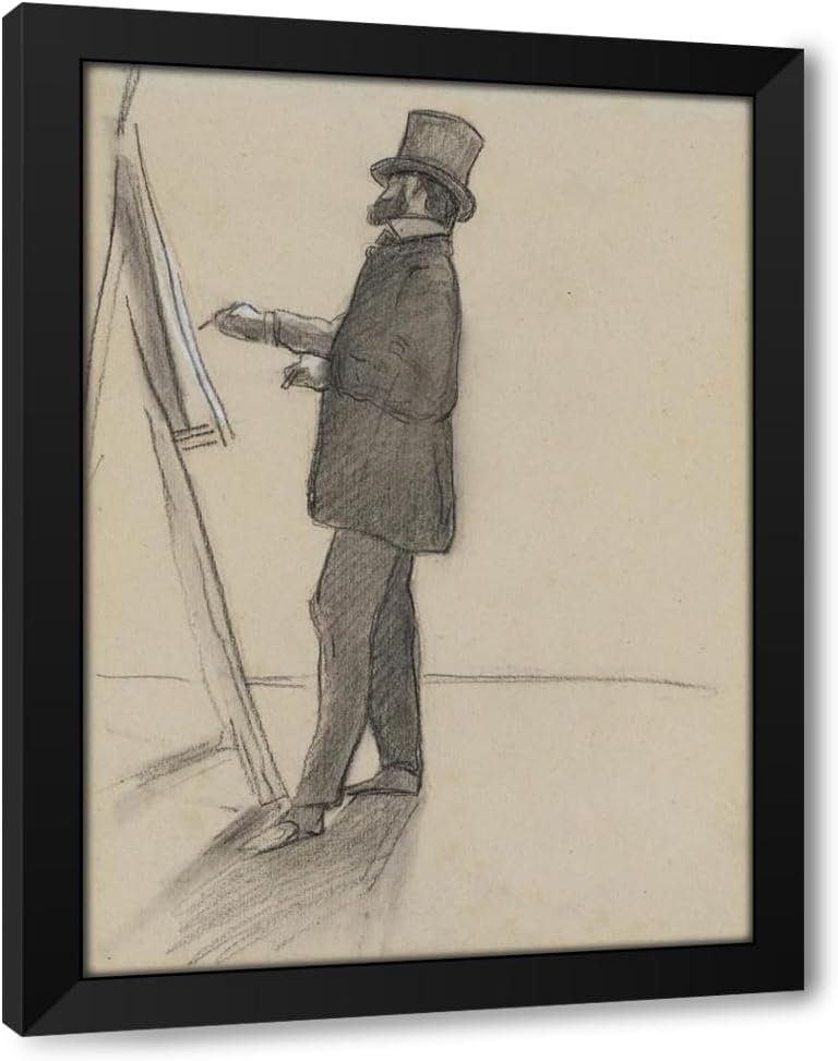 ArtDirect Manet and his Easel (1868–70) Custom Framed Art Print Giclee Print or Canvas Options with Various Sizes and Customization by Jean-Frederic Bazille