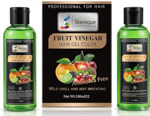 Image of Fruit Vinegar Hair Gel Color 200 ML for Men, Women Natural Hair Color Dye for Black Hair Dye (100ml x 2) - Black