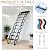9 ft Wall-Mounted Folding Ladder, Pull Down Attic Ladder with Armrests, 11-Step Loft Retractable Stairs, Suitable for Family Garages, Attics and Basements, Up to 660 Lbs (Black, 11 Steps)
