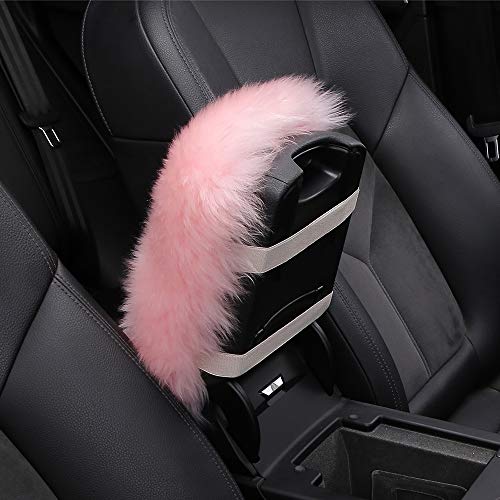 Forala Fluffy Car Armrest Seat Box Cover Protector Warm Furry Sheepskin Wool Auto Center Console Cover Universal Fit For Suv/Truck/Car,Gray #TOP3