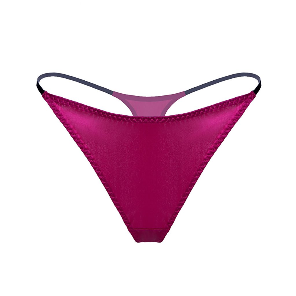Bragas de tanga de seda for mujer, calzoncillos con espalda en T sexy Calzoncillos elásticos de cintura baja sexy Rojo rosa, negro, azul pavo real, carne (Color : Rose red, Size : XL)