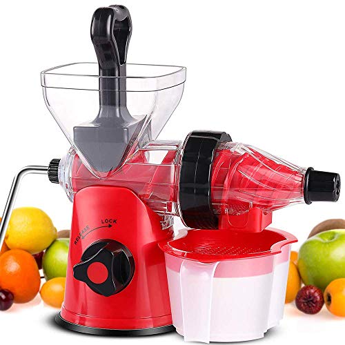 Juicer,Slow Masticating Juicer Extractor, Cold Press Juicer for Maximum Nutrition Value Higher Juicer Yield and Drier Pulp Slow Juicer Dishwasher Safe Easy to Clean, red