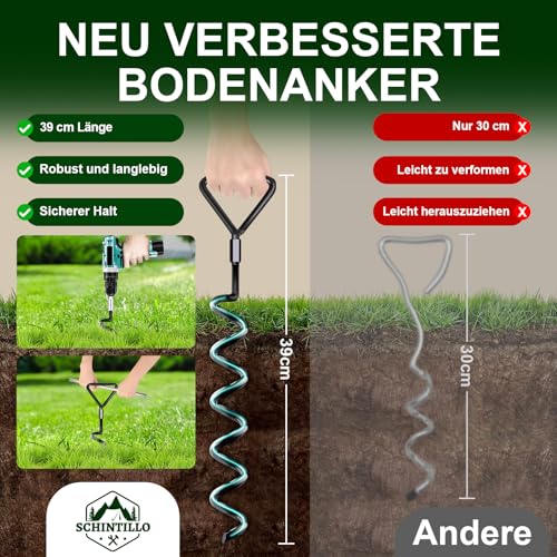 Sturmband Markise Vorzelt Set für Thule/Fiamma mit 39CM Spiralförmige Bodenanker, Sturmsicherung Vorzelt Zubehör für Wohnmobilzelte, Windbeständigkeit, Haltbar