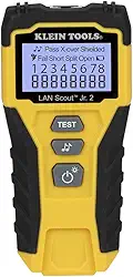 Klein Tools Testador de cabos VDV526-200, testador de cabos Ethernet LAN Scout Jr. 2 para cabos CAT 5e, CAT 6/6A com conexões RJ45