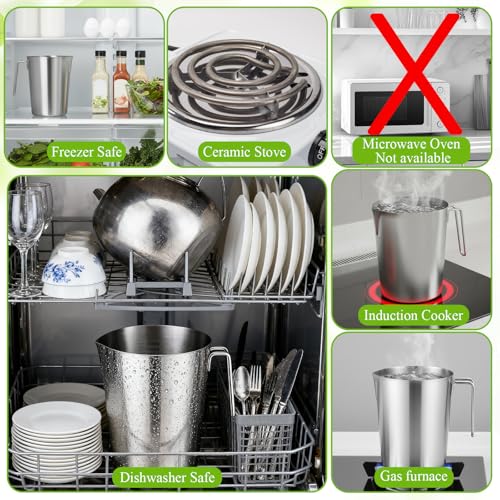 Jarra medidora de acero inoxidable 2L con asa y pico miniatura 4