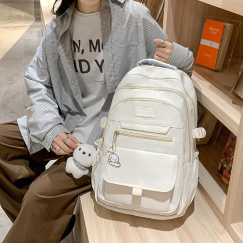 Backpack Lightweight Casual Travel Daypack Large Capacity Bag Nylon Rucksack for Women (Beige)3