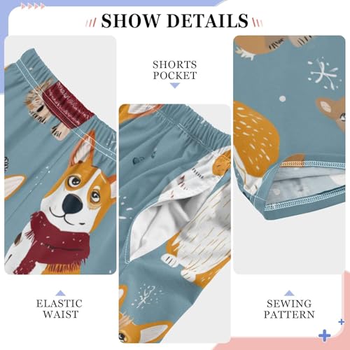 Corgi Dogs Winter Snow Boys Long Pants Soft Trousers Elastic Waist Kids Lounge Bottoms with Pockets S-XL4