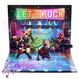 MZD8391 3D Pop Up Birthday Card, Dog Musical Birthday Card with Lights