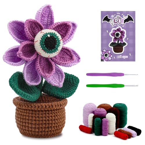 kgxulr Crochet Kit, Big-Eyed Beginner Crochet Kit for Adults, Knitting Kit