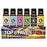 Top 6 Faves - Gift Set of 6 Premium Fragrance Oils - Love Spell, Tahitian Vanilla, Clean Cotton, Mango, Dragon's Blood and Monkey Farts - 10ML