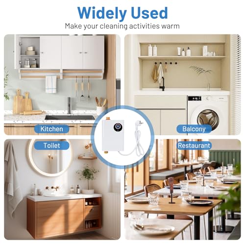 Elektronischer Durchlauferhitzer, Küche 220V 3800W elektrische Warmwasserbereiter tankloser Mini-Warmwasserbereiter mit LED Temperaturanzeige, Elektrisch Instant Klein Durchlauferhitzer für Küche, Bad