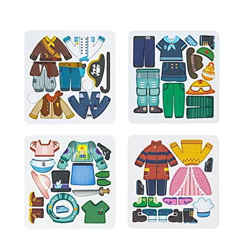 Magnetic Puzzles Toys, Dress Up Paper Dolls Profession Playset, 72 Pcs Magnetic Costumes Pretend Play, Included 10 Well-Matched Dresses, Travel Game Preschool Educational Learning Toy Gift for Kids