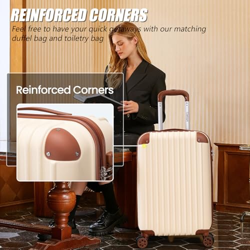 Image of Cosbarn Luggage Sets 5 Piece Suitcases with Wheels, Suitcase Set ABS Hard Case Luggage with TSA Lock Spinner Wheels Durable Travel Luggage