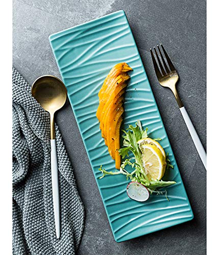 Premium Porcelain Sushi Plates Dessert Plates Dimsum Platters (Set Of 2 White Texture - 11.5") #TOP7