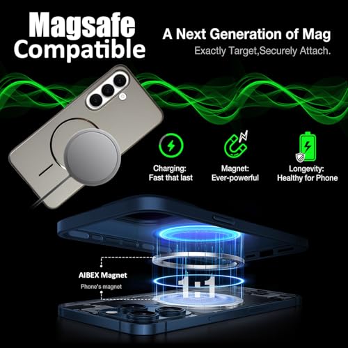Image of AIBEX Ultra-Thin Mag-Saf Back Cover Case Compatible with Samsung S25| Slim Fit Scratch-Resistant Matte | Magnetic Wireless Charging | Microfibre Lining | Camera Protection (PC Material) - Titanium