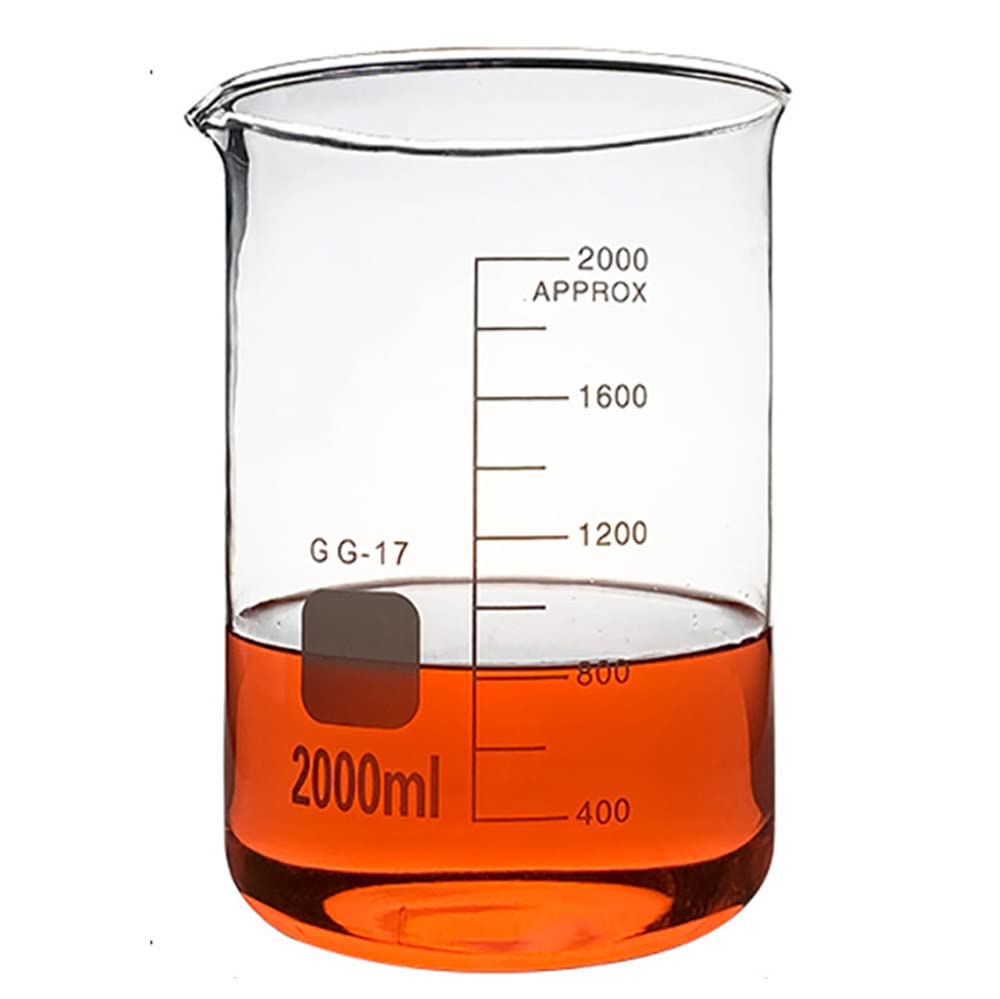 Vasos de precipitados de Vidrio de Forma Baja, Vaso de Laboratorio de borosilicato Transparente, Vaso medidor Graduado de Vidrio con Pico, Resistente al Calor y a Altas temperaturas, Reutilizable, p