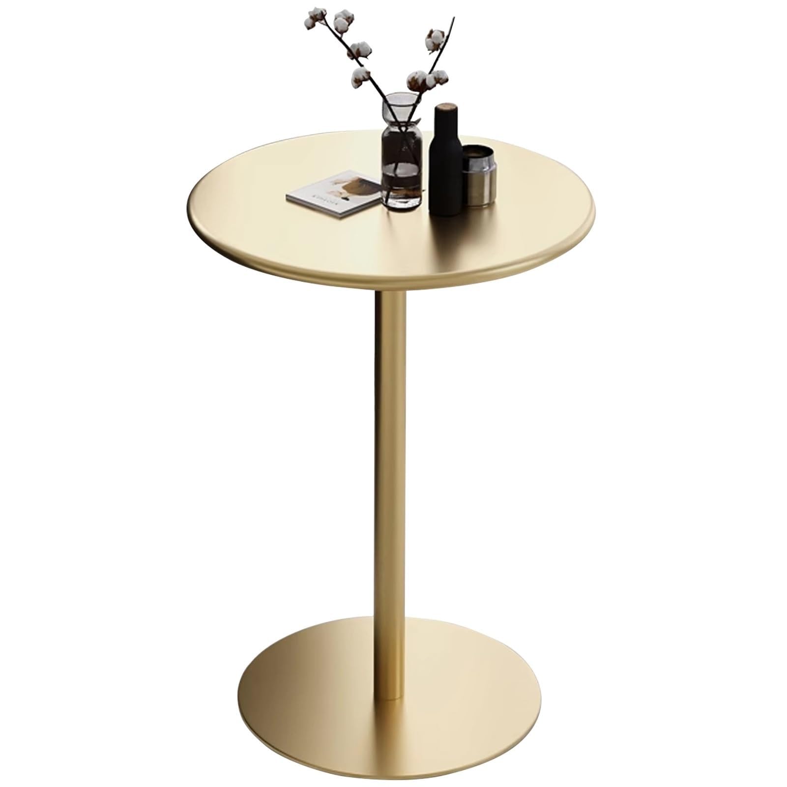 Comptoir de bar rond doré, design polyvalent pour canapé, table de chevet, café pour chambre, café et restaurant, assemblage facile (48 x 56 cm)