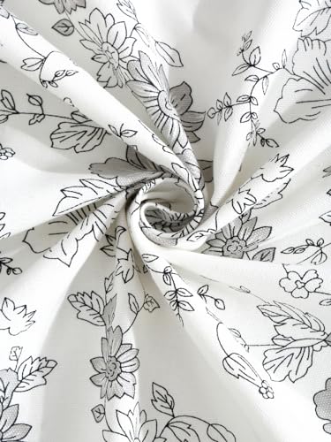 Image of Cortina Floral Light-Filtering 100% Cotton Curtains 9 feet Long Set of 1 for Long Door [ Opacity: 50-60%, Color: Black White, 180 GSM ]