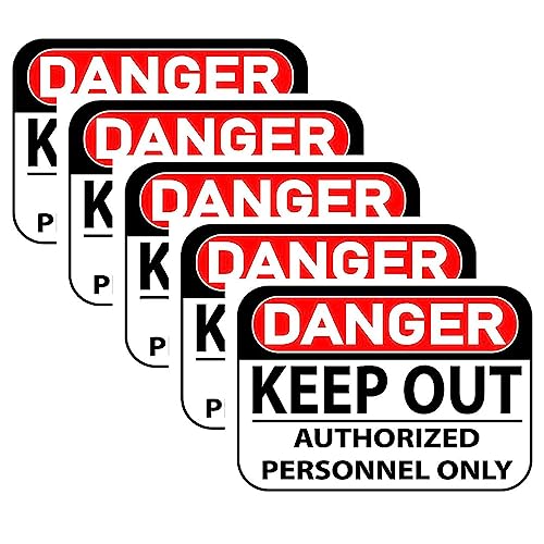 Image of CVANU Danger Keep Out Authorized Personnel Only Warning Safety Self-Adhesive Waterproof PVC Vinyl Sign Sticker Size (11.7inchX8.3inch) Pack of 5