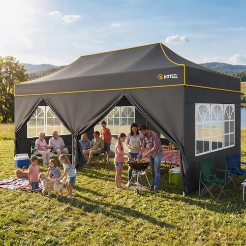 Image of Hoteel 10x20 Pop Up Canopy Tent, Heavy Duty Upgraded Hexagonal Steel Frame