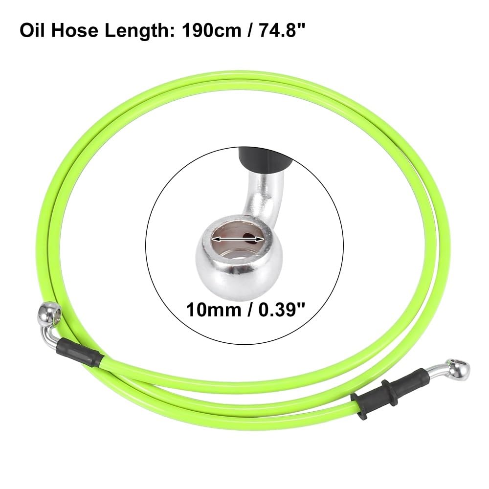 Moto Tubo Freno Tubo Flessibile Intrecciato Idraulico In Acciaio Inossidabile Rinforzato Verde Per Moto Da 40 Cm Tubo Flessibile Universale Per Olio Frizione Freno(190cm)