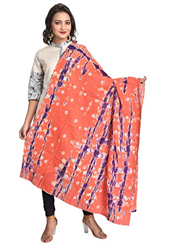 Image of Women's Pure Cotton Multi-Colored Traditional Authentic Tie Dye with Bandhej Bandhani Dupatta Chunni