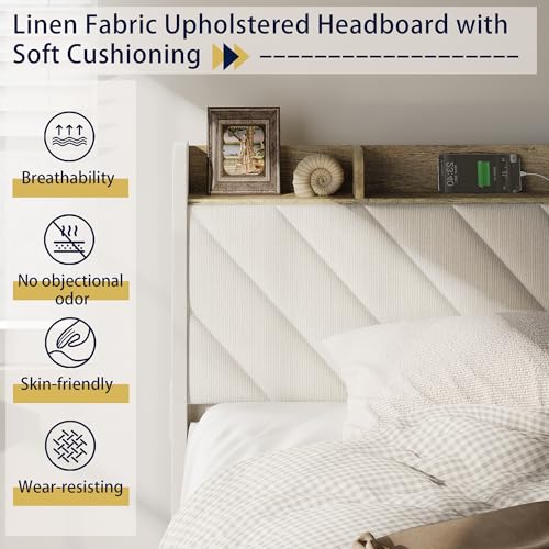 Diyset US-DIY-BF Bed Frame Full Size With Headboard, Upholstered Platform Bedframe With 3 Underbed Storage Drawers thumb #2