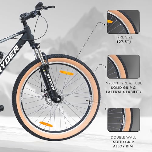 Image of Stryder 27.5T Orbiter Mountain Cycle | Dual Disc Brakes | Front Suspension | Single Speed | TIG Welded Steel Frame | Suitable for Age 12+ (Unisex) | (Black::Gray)