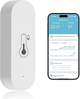 WiFi Smart Thermometer Hygrometer Mini Digital Sensor Indoor Outdoor Temperature and Humidity Sensor with Remote App Notification Alert Compatible with Alexa Google Home