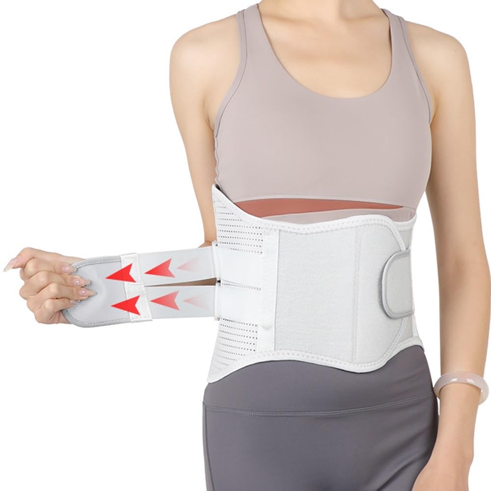 cintura di sostegno lombare, con cuscinetto lombare autoriscaldante for donne e uomini(Light Grey,S/Small)