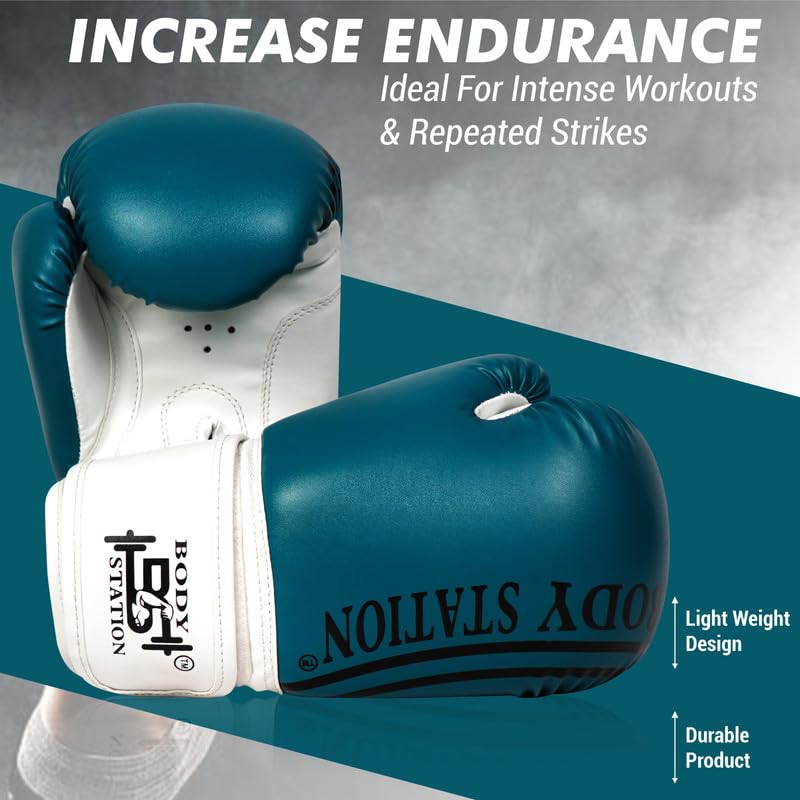 Image of Boxing Gloves - Faux Leather Training Gloves with Hook and Loop Velcro Closure for Long-Lasting Strength and Durability