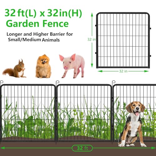 Decorative Metal Fence Panels Garden Edging Fence Garden Fence with Gate, 32in(H) x 32Ft(L) Fencing for Dogs Outside 12 Pack No Dig Fence Animal Barrier Fence Garden Fencing Temporary Fence for Dogs - Thumbnail 6